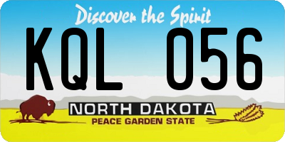 ND license plate KQL056