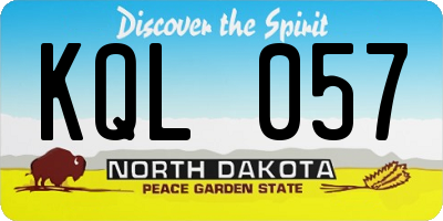 ND license plate KQL057