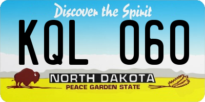 ND license plate KQL060