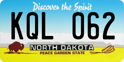 ND license plate KQL062