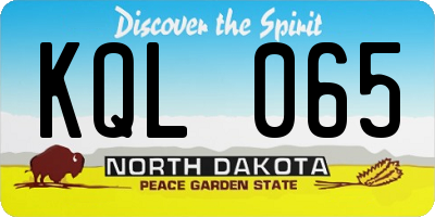 ND license plate KQL065