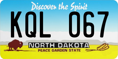 ND license plate KQL067