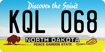 ND license plate KQL068
