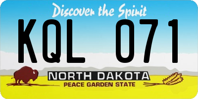 ND license plate KQL071