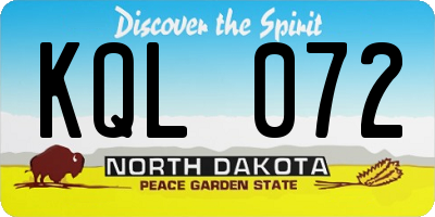 ND license plate KQL072