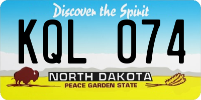 ND license plate KQL074