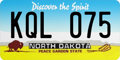 ND license plate KQL075