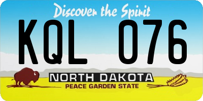 ND license plate KQL076