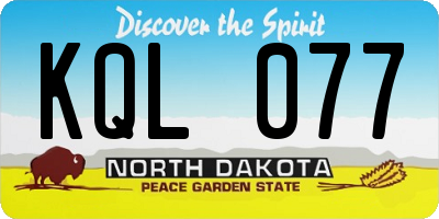 ND license plate KQL077