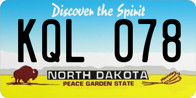 ND license plate KQL078