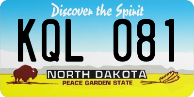 ND license plate KQL081