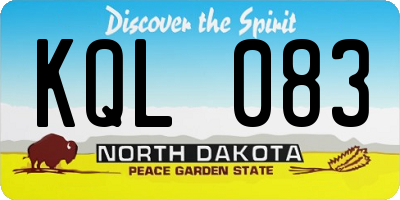 ND license plate KQL083
