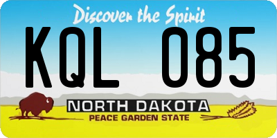 ND license plate KQL085