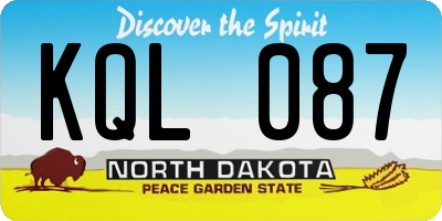ND license plate KQL087