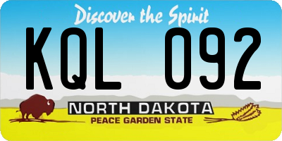 ND license plate KQL092