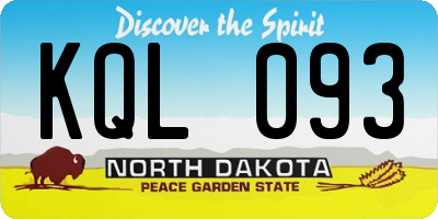 ND license plate KQL093