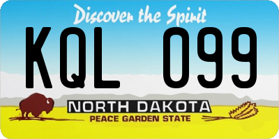 ND license plate KQL099
