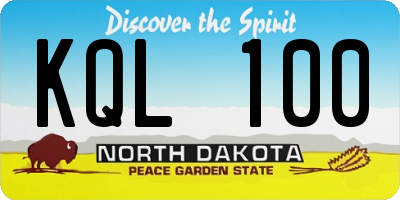 ND license plate KQL100