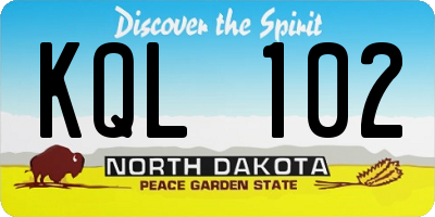 ND license plate KQL102
