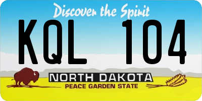 ND license plate KQL104