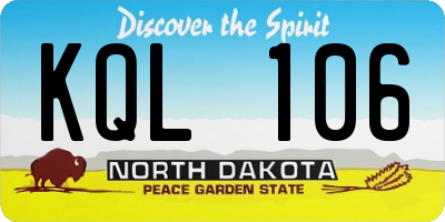 ND license plate KQL106