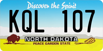 ND license plate KQL107