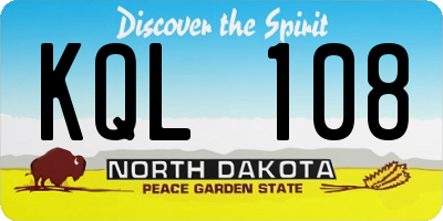 ND license plate KQL108