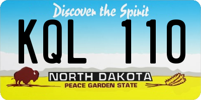 ND license plate KQL110