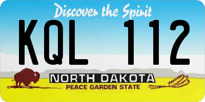 ND license plate KQL112