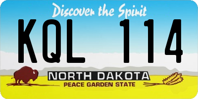 ND license plate KQL114