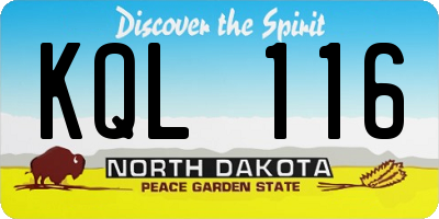 ND license plate KQL116