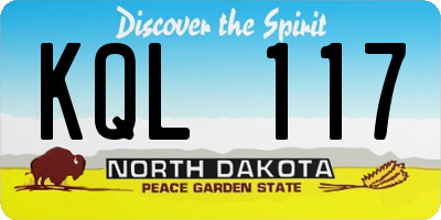 ND license plate KQL117