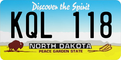 ND license plate KQL118