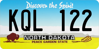 ND license plate KQL122