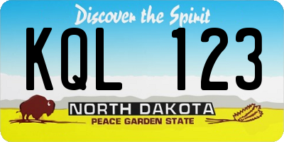 ND license plate KQL123