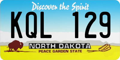 ND license plate KQL129