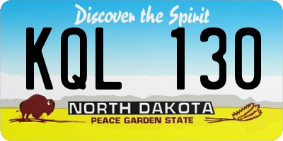 ND license plate KQL130