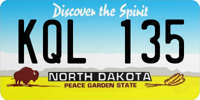 ND license plate KQL135