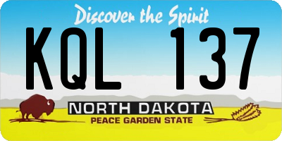ND license plate KQL137