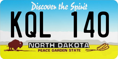 ND license plate KQL140