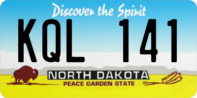 ND license plate KQL141