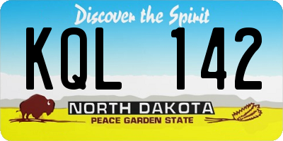ND license plate KQL142