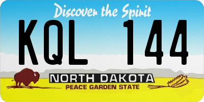 ND license plate KQL144