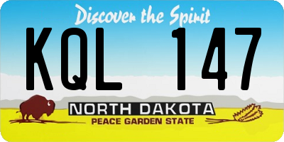 ND license plate KQL147