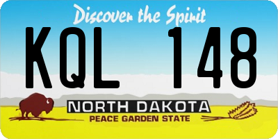 ND license plate KQL148