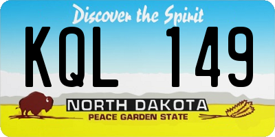 ND license plate KQL149