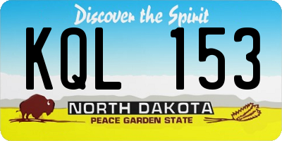 ND license plate KQL153