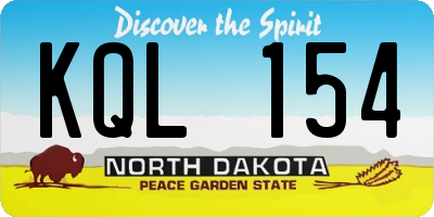 ND license plate KQL154