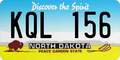 ND license plate KQL156