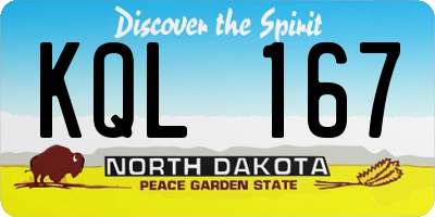 ND license plate KQL167